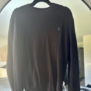 All Saints Men's Black Crewneck Sweater